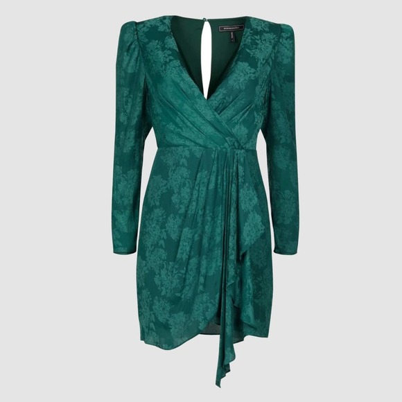 BCBGMaxAzria Vera Surplice Mini Dress, Deep Teal, NWT-Size 2 - Picture 12 of 12